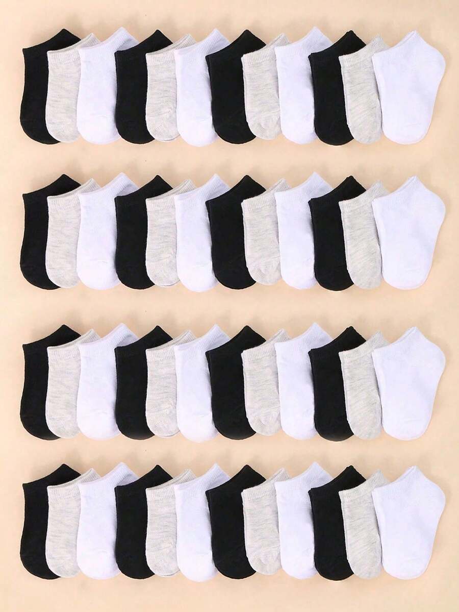 12 Pairs Baby Unisex Boat Socks | Toddler Low Cut Socks | Back To School Kids Children Teenagers Casual Socks | Soft & Comfortable Ankle Socks | Suitable For Boys & Girls | Black & White & Grey Color | Halloween Christmas Xmas New Year Gift | Baby Shower Decoration Gift | 24 Pairs Black & White & Grey Socks | 20 Pairs Black & White Socks - Multicolor - View 1