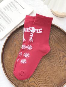 زوج من الجوارب الكريسماسية ذات نمط البلورة الثلجية، جوارب طول الكاحل المتوسط، هدية رائعة للنساء والرجال والصديقات والأصدقاء والعائلة