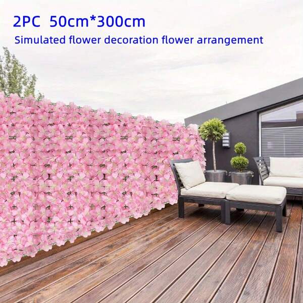 1pc Simulated Flower Fence Wall Plastic Flower Green Leaf Sunshade Net Courtyard Outdoor Fake Flower Fence Ceiling Decoration Flower Rows