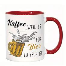 11oz "Beer Too Early" Funny Print Coffee Mug, Novelty Breakfast Cup Printed Ceramic Coffee Mug With Comfortable Handle, Thermal Insulated, Personalised Mug, Iced Coffee Cup, Coffee Travel Mug, Perfect Mother's Day & Birthday Gift For Mom, Valentine Gifts For Him & For Women, Funny Teacher Gifts, Ideal For Home, Kitchen, Living Room & Back To School Use - Red - View 10