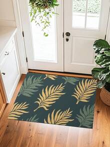 1pc Nordic Style Palm Leaf Entrance Mat, Non-Slip Absorbent Foyer Rug, Square Carpet For Indoor Entryway, Doormat, Bathroom, Laundry Room, Shower, Sink, Party, WashableChristmas Decor