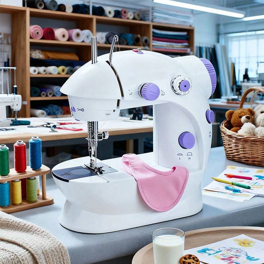 A Mini Sewing Machine For Beginners With Lights, With Foot Pedals And Charging Cables, Easy To Use, Suitable For Home Use