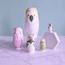 Russian Matryoshka Dolls, Five Layers Eagle Series ,Cartoon Home Wooden Decorative Crafts,Gift For Christmas,Hallowing,Kids - Gray-white Eagle - View 2