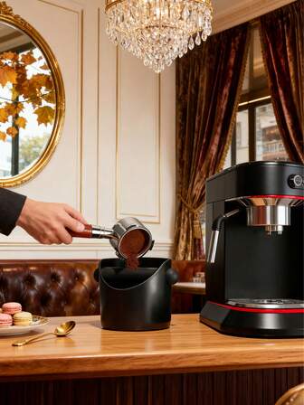 1 pieza Caja de golpes para los posos de café de plástico ABS en forma redonda, contenedor de desechos para máquina de espresso semiautomática con ranura de golpe, durable, con opciones de multicolor, ideal para amantes del café, baristas y elaboración casera