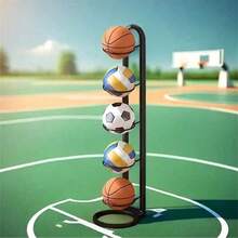 1pc Black Indoor Children's Basketball Storage Rack, Holds Balls, Footballs, Volleyball, Space-Saving