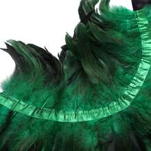Women Feather Cape, Colorful Gothic Cape Feather Shawl Costume For Halloween Cosplay Party - màu xanh lá - Xem 5
