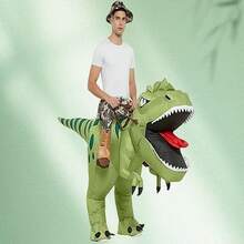 成人充气霸王龙服装，男女充气服装 - 骑乘恐龙化装舞会服装，适合万圣节、狂欢节、圣诞节和活动派对服装 - 綠色 - 查看 6