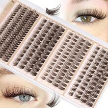 Goodlashshop Natural Eyelash Extension Brown Eyelash Cluster 154pcs C-Curve Daily Use Eyelash Extension For Beginners Dark Brown - 棕色和四種款式 - 查看 2