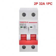 2 Poli (2P) Interruttore di circuito solare CC con protezione da sovraccarico e cortocircuito - Interruttore di circuito industriale pesante montato su guida DIN, adatto per pannelli solari, sistemi di energia rinnovabile, telecomunicazioni - Compatibile con 6A/16A/20A/32A/40A/50A/63A - Senza fusibile richiesto, design compatto, struttura durevole, specializzato in ingegneria elettrica