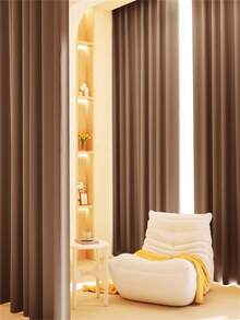 1 件纯色现代人造丝遮光窗帘，杆袋设计，适用于客厅和卧室 - 透明滤光窗帘，客厅窗帘，卧室窗帘