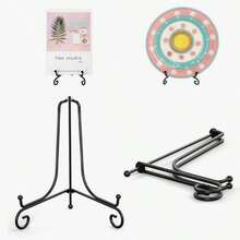 1PC Craft Foldable Bracket Book Holder Photo Pedestal Bowl Picture Frame Stand – Black & Golden Iron Plate Rack Display Easel,Durable Foldable Display Rack For Kitchen, Living Room, Bedroom, Office And Party Decoration, Ideal For Weddings, Parties, 2025 Christmas, Holiday Season, Home Christmas Decorations, Festive Display Stand For 2025 Christmas,Seasonal Tabletop Decor And Year-Round Elegant Storage Solution