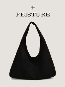 1 件 FEISTURE 绒面革面料大号日常通勤单肩包，时尚宽敞的手提包，带磁扣，适合日常外出、约会、通勤 - 黑色 - 查看 9