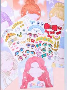 1pc Book Of 20pcs Clothing Stickers, Cartoon Stickers, Quiet Stickers, Game Stickers, DIY Dress-Up Party Favors Sticker