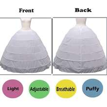Cheap 6 Hoop Crinoline White Long Wedding Petticoat Ball Gown Dress Underskirt Skirt Half Slips Wedding Accessories