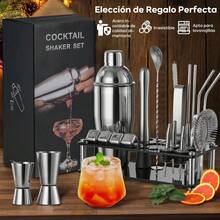 Juego de barman de 25 piezas, juego de mezcla de acero inoxidable de 750 ml, incluye soporte de acrílico y libro de recetas de mezcla, herramientas profesionales de barman - 1 - Ver 7