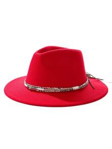 1pc Bohemian Casual Party Faux Leather Decor Felt Hat Soft Brim Jazz Derby Hat Unisex Fashion Style Suitable For Work And Commute Autumn Winter - Top Hat - View 22