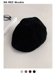 复古英伦风麂皮贝雷帽女秋冬新款大围报童帽百搭画家帽 - 彩色 - 查看 4