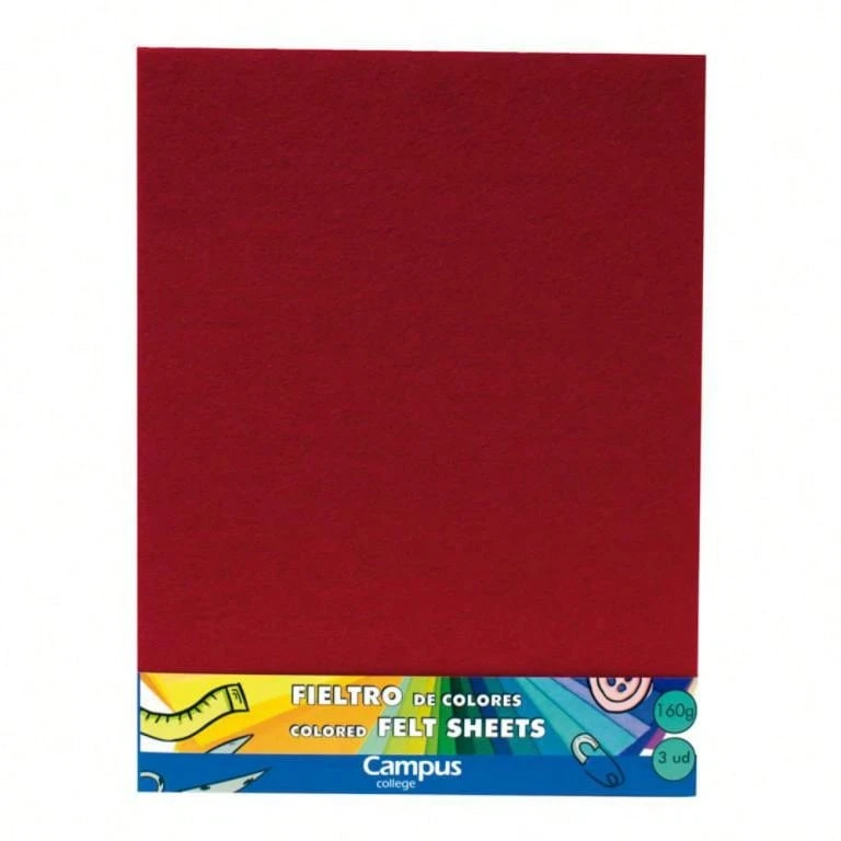 Campus College Felt Thickness 1 Mm 230 X 305 Mm - Colour: Violet, 3 Pcs, Weight: 160 G - Red - View 1