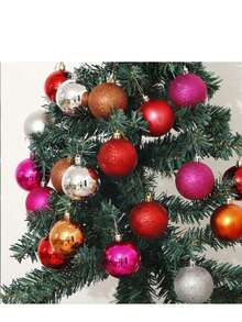 4cm/36pcs Christmas Ball Ornaments, Shiny & Matte Finish, Assorted Colors, Christmas Decorations - Pink - View 5