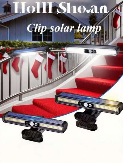2/4pcs Solar Powered Motion Sensor Clip Lights, 36 LED Multi-Function Portable Solar Powered Outdoor Lighting For Garden, Patio, Fence, Camping, Christmas, Halloween Decoration