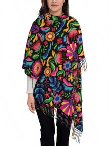 ¡RecomendadoChales y envolturas para mujer, diseño floral mexicano, suave, grande, cálida manta para vestidos de noche¡Top de Temporada - estilo5 - Ver 5