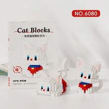 Mikro-Partikel Cartoon Figur einer Katze als Bauklötze, multifunktionale Bauklötze die sowohl als dekorative Accessoires als auch als Taschentuchboxen dienen, 3D Puzzle Bauklötze Dekorationen, ideale Geschenke zu Thanksgiving, Weihnachten, Halloween und Geburtstagen.