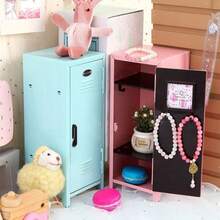 Caja de joyería tipo gabinete de almacenamiento mini, artesanía de pulverización de hierro para almacenar cosméticos, joyas, herramientas de belleza, adecuada como regalo de Navidad, Halloween