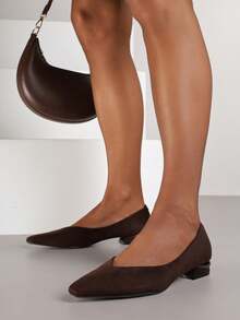 Women's Elegant Pointed Toe High Heels, Suitable For Daily Commute - Brown - View 2