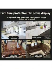 1 Roll Of Transparent Countertops Protective Film, Waterproof, Oil Proof, Heat Resistant (450°F),Self-Adhesive Cover For Kitchen,Cabinets, Tables, Furniture & Marble Surfaces - Multicolor - View 6