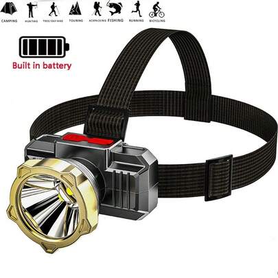 1pc Super Bright Flashlight Light Usb Rechargeable Headlamp Waterproof Outdoor Camping Fishing Head 3 Lighting Mode Led Headlamp