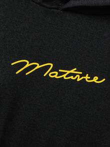 2pcs Kids Letter Print Hooded Sweatshirt And Pants Set, Boys Casual Sports Outfit, Autumn/Winter - Yellow - View 4