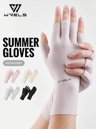  1 PC WRELS Summer Sunscreen Gloves Ultra-Lightweight & Breathable For Men And Women, UV Protection Fingerless Touchscreen Design For Driving, Outdoor Running, Cycling