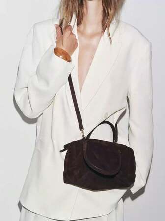 2025 新款女士天鹅绒手提包单肩包拉链休闲时尚保龄球包