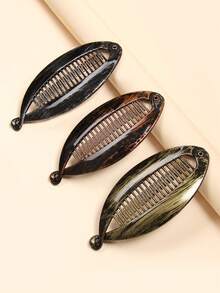 3 piezas Accesorios para el cabello con estampado de leopardo y unicolor pintado, pinzas de pez y pinzas de plátano, pinzas de garra, pasadores de cabello, barrettes