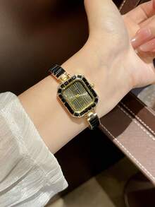 1 pieza Reloj de cuarzo cuadrado de moda súper brillante y elegante para mujeres, adecuado para uso diario, cumpleaños, aniversario - Unitalla - Ver 6