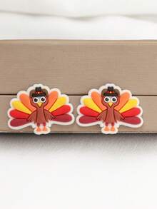 1 Pair Cute Cartoon Thanksgiving Turkey Earrings