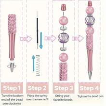 Stylo à paillettes multicolores avec pétales - Design de perles diamant de type clic, tige en plastique scintillante DIY, style tige perlée cool, encre noire pour artisanat DIY, fêtes et usage au bureau