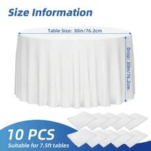 Tomnk 10pcs 90/120in Round Tablecloth, Round Table Cloth Polyester Fabric Washable Table Covers For Wedding, Party, Banquet, Dining, Birthday Events - 彩色 - 查看 11