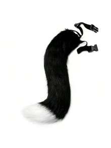 1 Set Party Performance Plush Fox/Wolf Tail, Handmade Cute Anime Furry Tail With Headband, Lace Bell Bracelet, Lace Bell Necklace, Bell Headband. Handmade Cute Anime Furry Cat Tail Set With Headband, Costume Props For Party, Stage