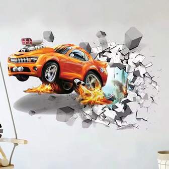1PC Creative 3D Hummers Super Off-Road Vehicle Wall Stickers Broken Wall Poster Wall Art Car Decal Kids Room Decor Boys Favors