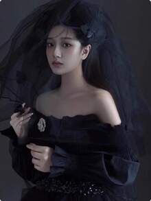 1 件哥特式黑色面纱头饰，新娘婚礼派对摄影道具配件