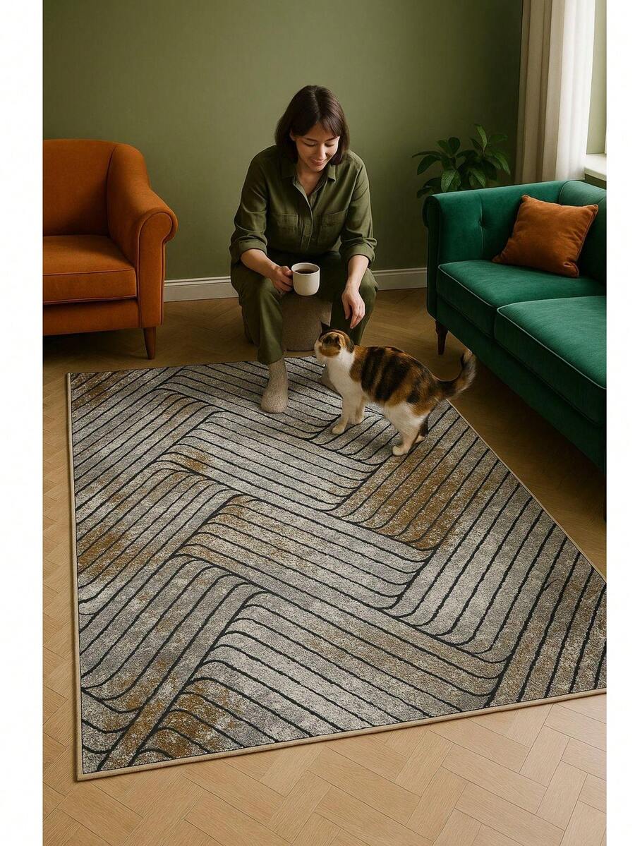 Made In Turkey Non-Slip Gel Backed Area Rug – Stain Resistant, Anti-Static, Allergy-Friendly Soft Carpet – Available In 50x80 Cm, 80x150 Cm, 100x150 Cm - Multicolor - View 1