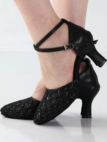 Women'S Dance Shoes, Jazz Dance Shoes, Sequined Ballet Shoes, Closed-Toe Dance Shoes, Modern Dance Shoes, Women'S Dance Shoes Suitable For Various Dance Styles - Black - View 2