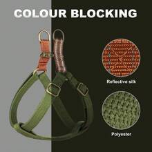 1pc Adjustable Sturdy Nylon Chest Harness, Suitable For Small To Medium Dogs, Military Green