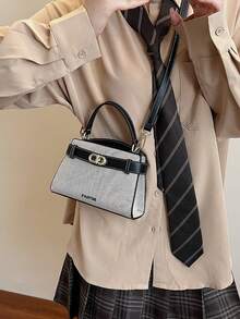 Bolso de mano casual versátil y de moda con contraste de color para mujer - Negro - Ver 2