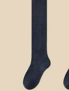 2 pares de calcetines por encima de la rodilla de unicolor para mujer, forrados de forro polar para otoño e invierno - Tela suave y cálida, cómoda y elástica, calcetines casuales para uso diario, fiestas de Halloween y atuendos para clima frío. El regalo perfecto para un amante o pareja significativa en el Día de San Valentín.