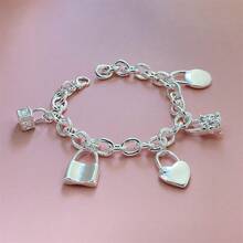 1 Stück elegantes 925 Sterling Silber Herz-/Rundform Armband, modisches Luxusgeschenk, charmanter Schmuck für Weihnachtsparty