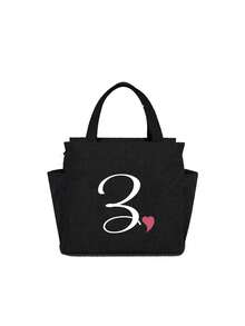 Insulating Lunch Bag, Letter Print Women Cooler Handbags Student Thermal Lunch Bags, For Work Canvas Food Tote Bag, High-Capacity Thermal Bag, For Women Insulated Refrigerated Lunch Box Bag, Picnic Bag, Fridge Bag Name Initials Letter Pattern Cooler Lunch Box ,Ice Pack Food Storage Bag For Traveling Portable Waterproof Bag Insulated Lunch Bag Lunchbox