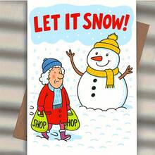 1 Stück "Let It Snow" witzige Winter Grußkarte für Freunde und Familie, perfekt für Feiertags-Wünsche, saisonales humorvolles Design, ideal für Weihnachten und Winterfeiern, Umschlag + Grußkarte