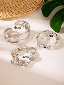 Set de 3 piezas de pulseras de joyería con diseño geométrico de línea hueca con cuentas CCB minimalista, regalo perfecto para uso diario en cualquier ocasión